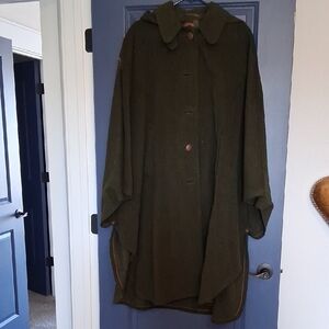 Vintage Elegant Dark Green Cape Coat